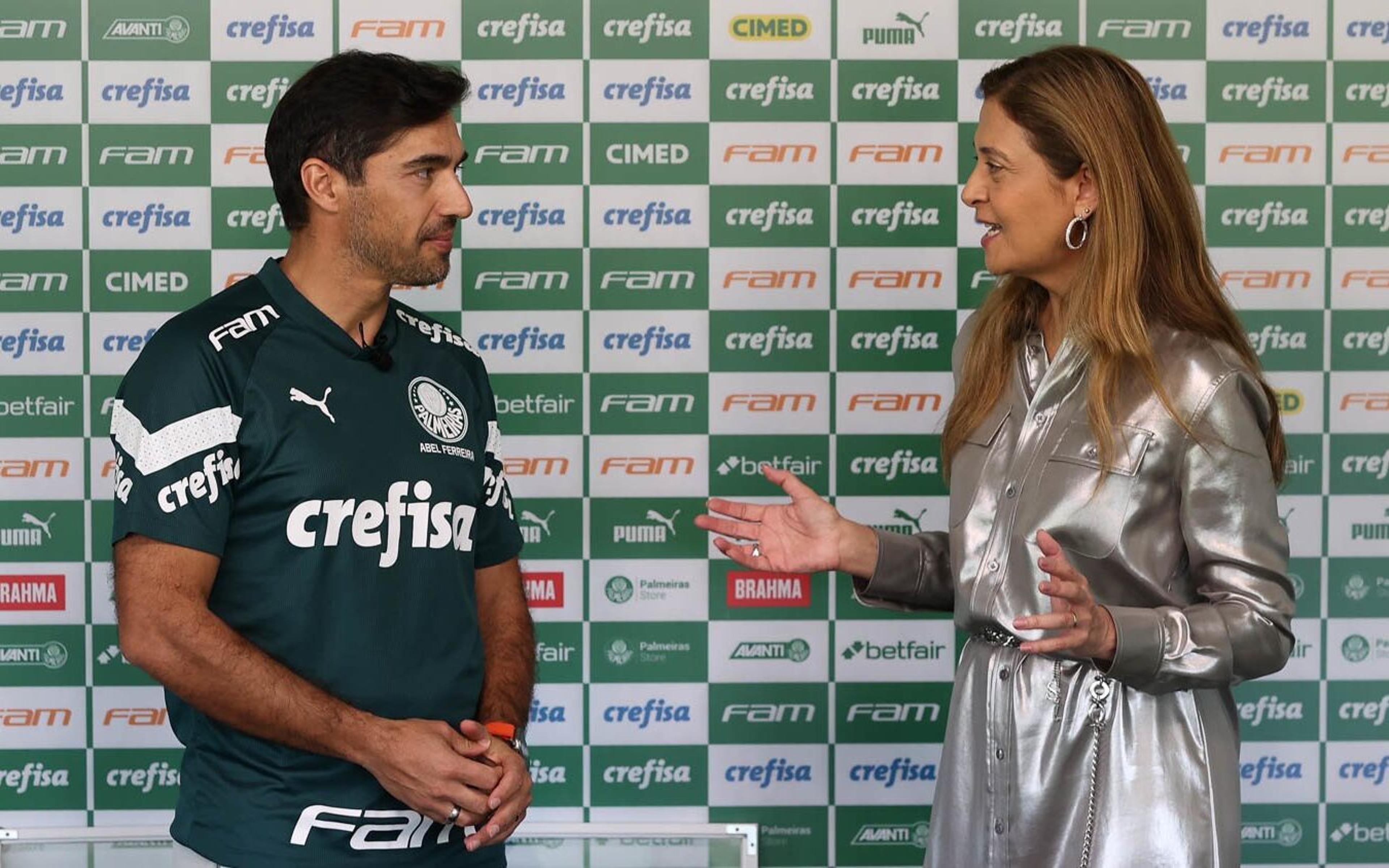 Leila Pereira, presidente do Palmeiras, anuncia renovação de Abel Ferreira