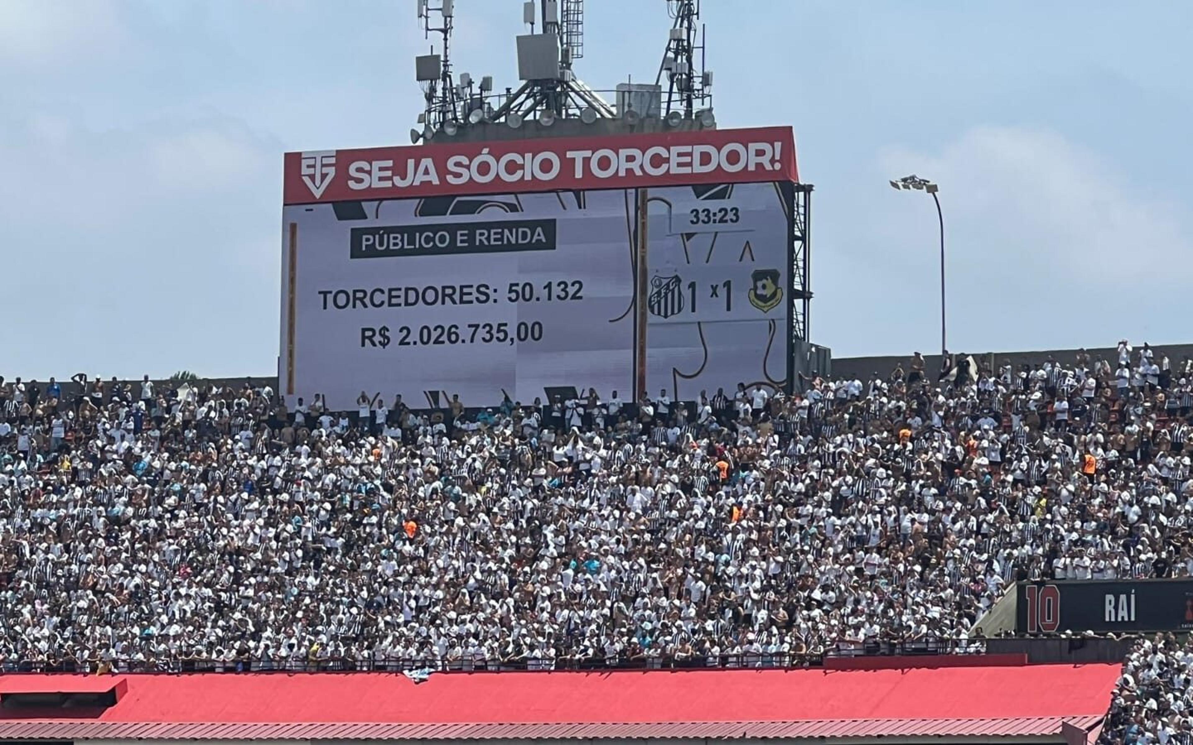 Lotou! Santos tem público superior a 50 mil e renda milionária em jogo disputado no Morumbi