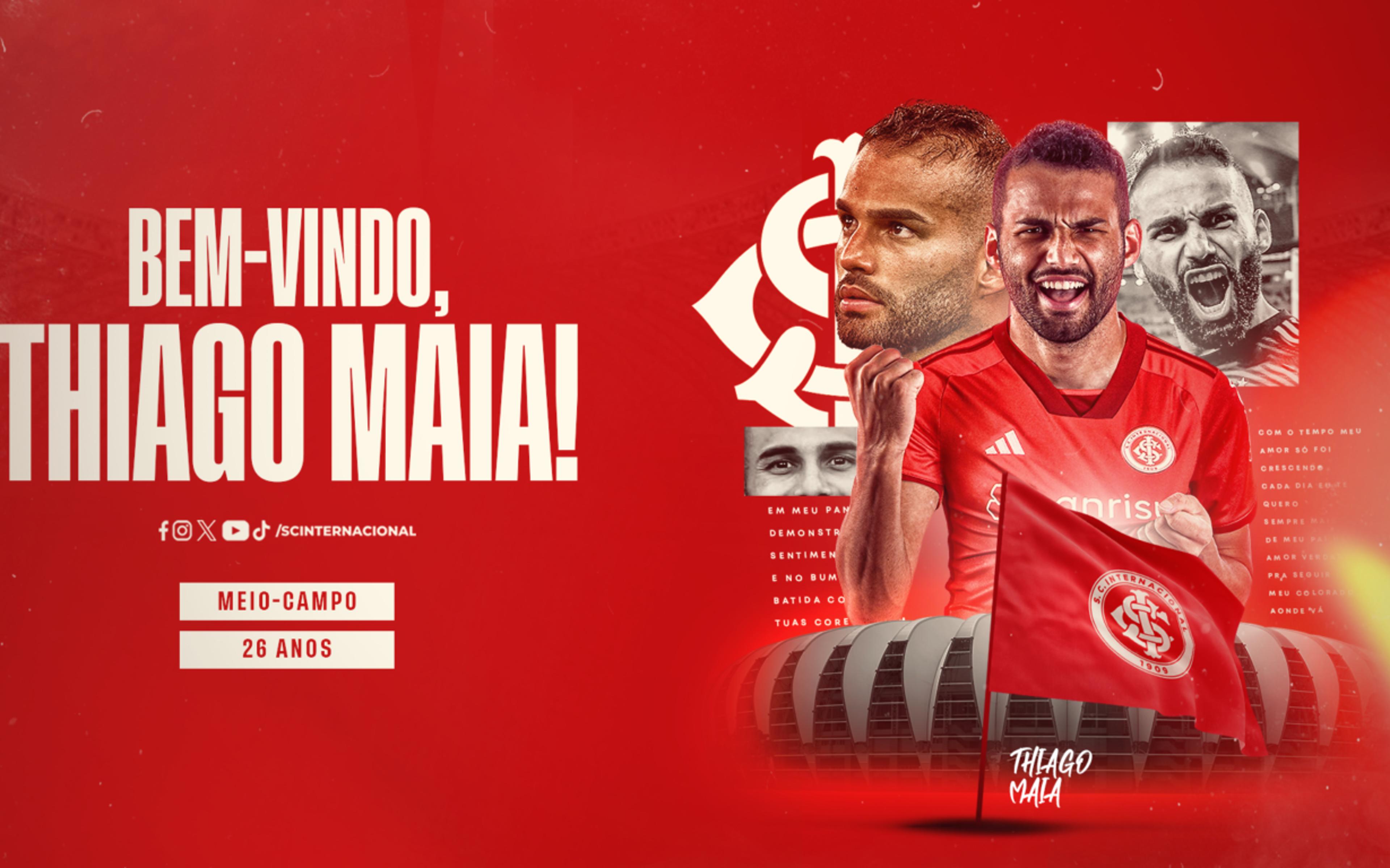 Thiago Maia é anunciado como novo reforço do Internacional; saiba tempo de contrato