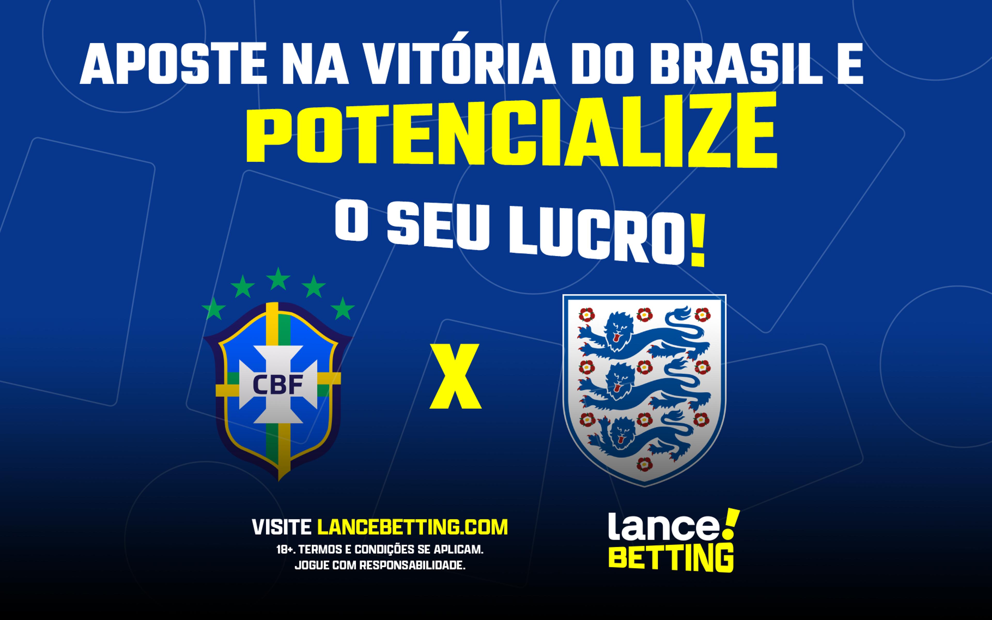 Com R$50, você pode marcar um golaço de mais de R$180 se o Brasil vencer a Inglaterra!