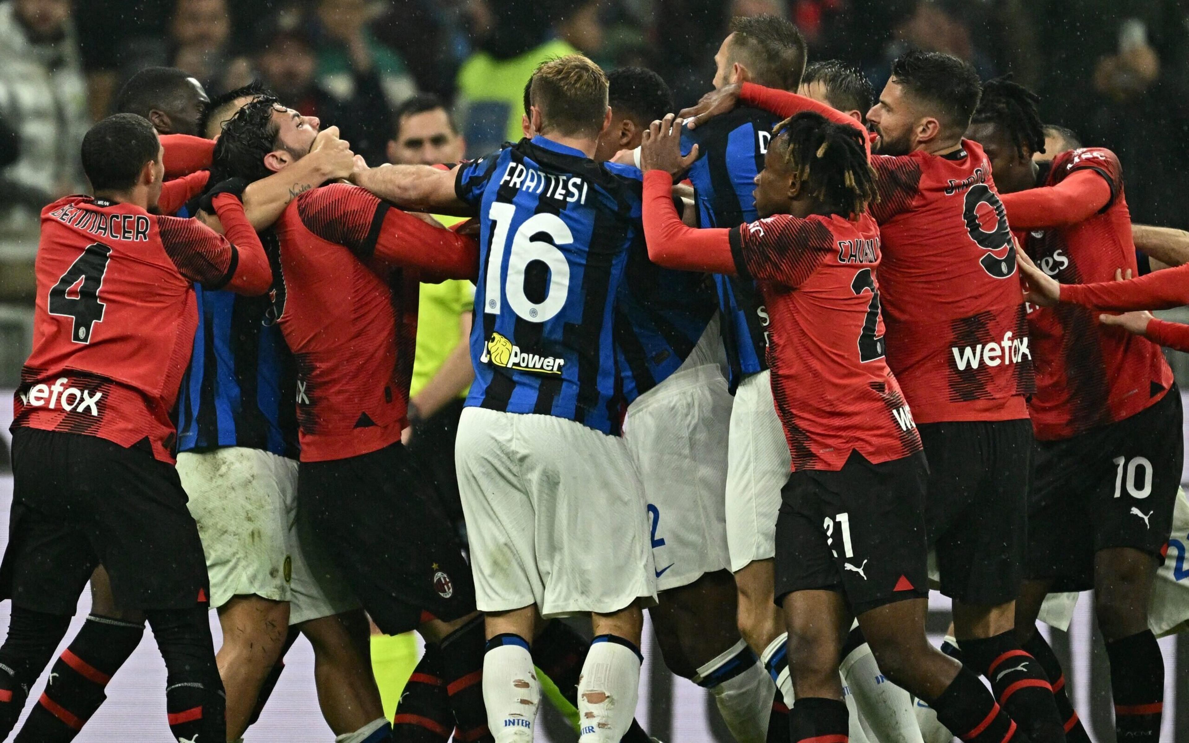 Briga entre jogadores rouba a atenção em título da Inter de Milão sobre o Milan