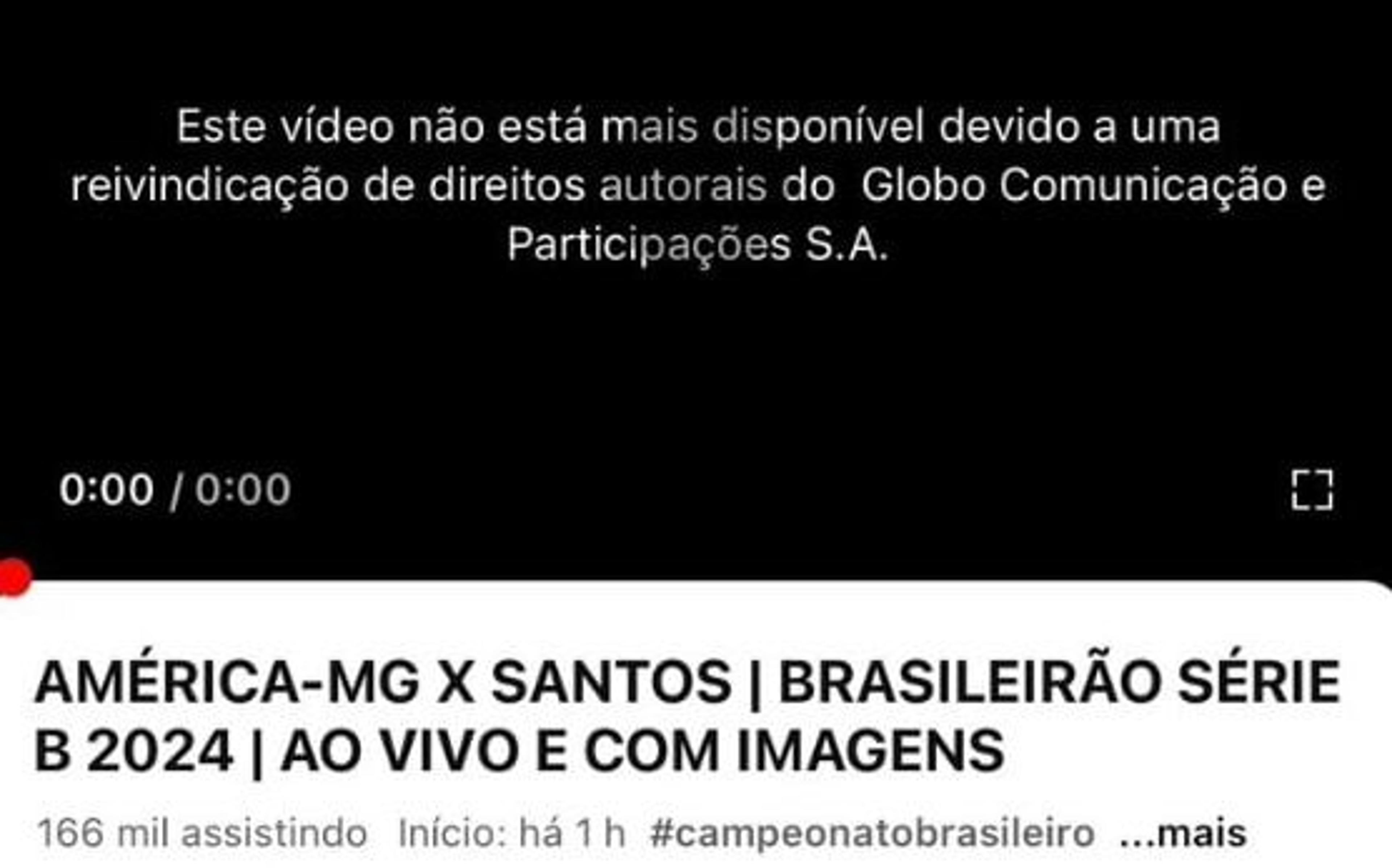 Por que a Globo derrubou a transmissão de América-MG x Santos no canal GOAT?