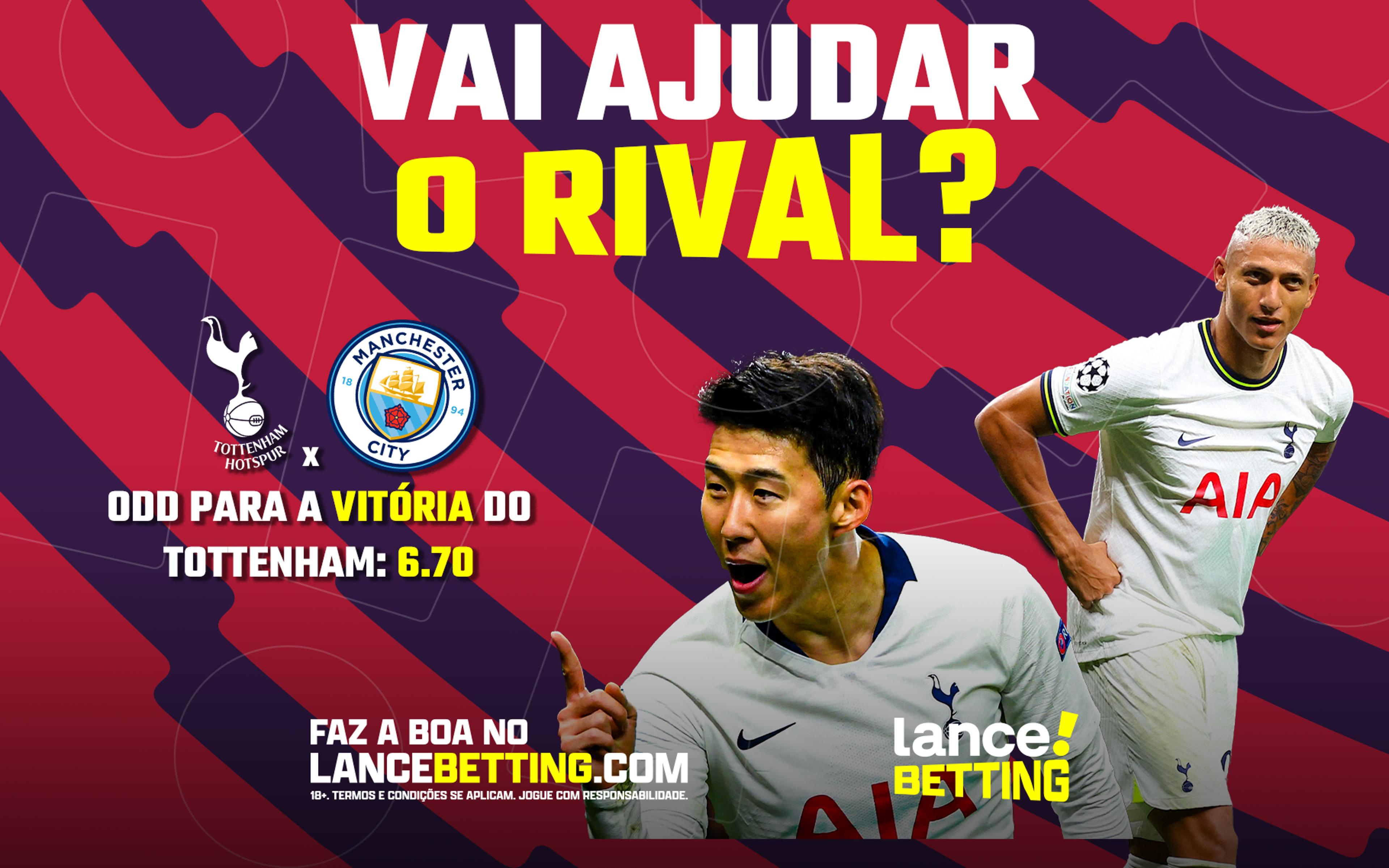 Mão amiga? Aposte R$100 e fature mais de R$670 se Tottenham vencer o Manchester City e ajudar o Arsenal!