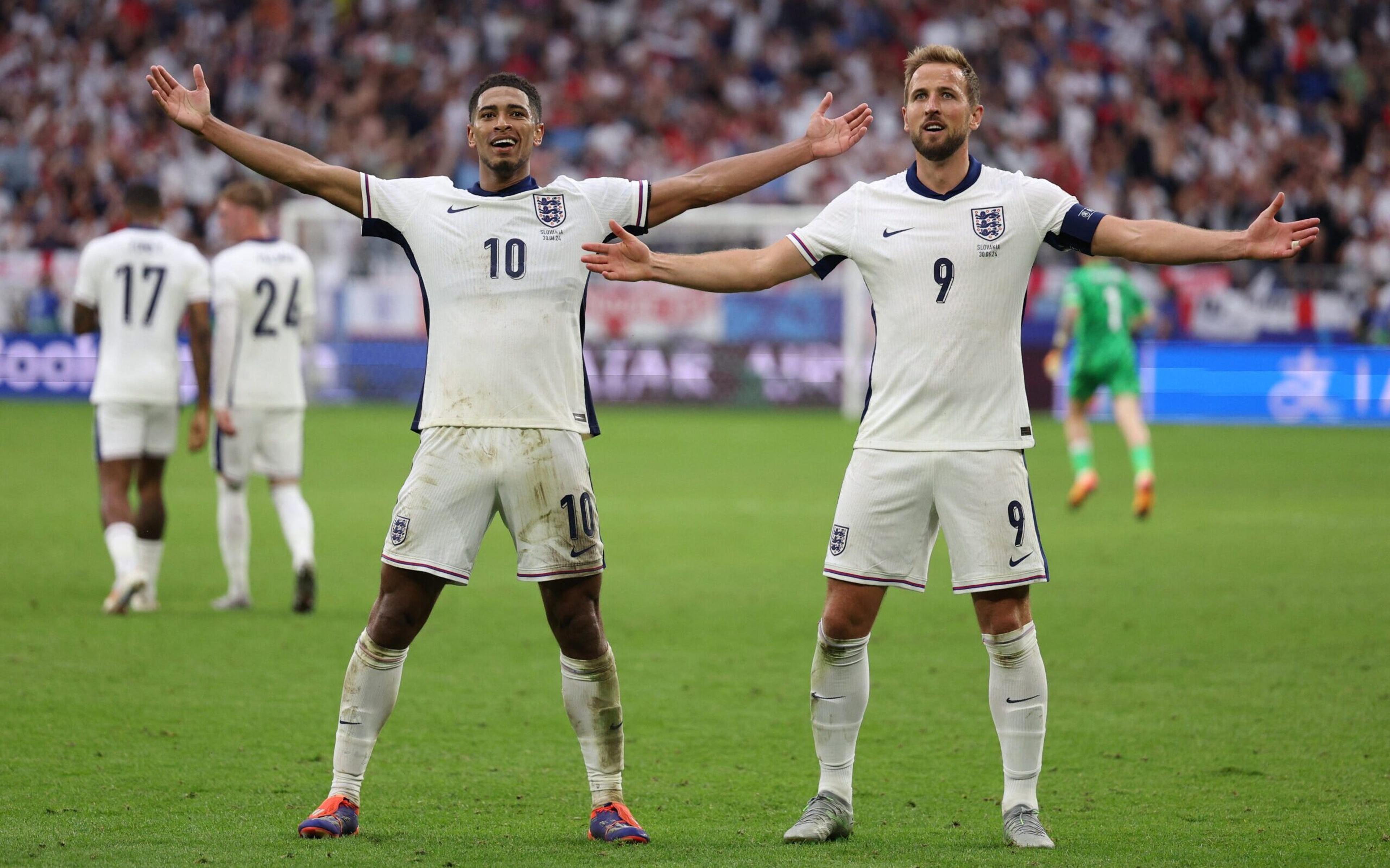 Bellingham salva com bicicleta no fim, Kane vira na prorrogação, e Inglaterra sobrevive diante da Eslováquia na Eurocopa