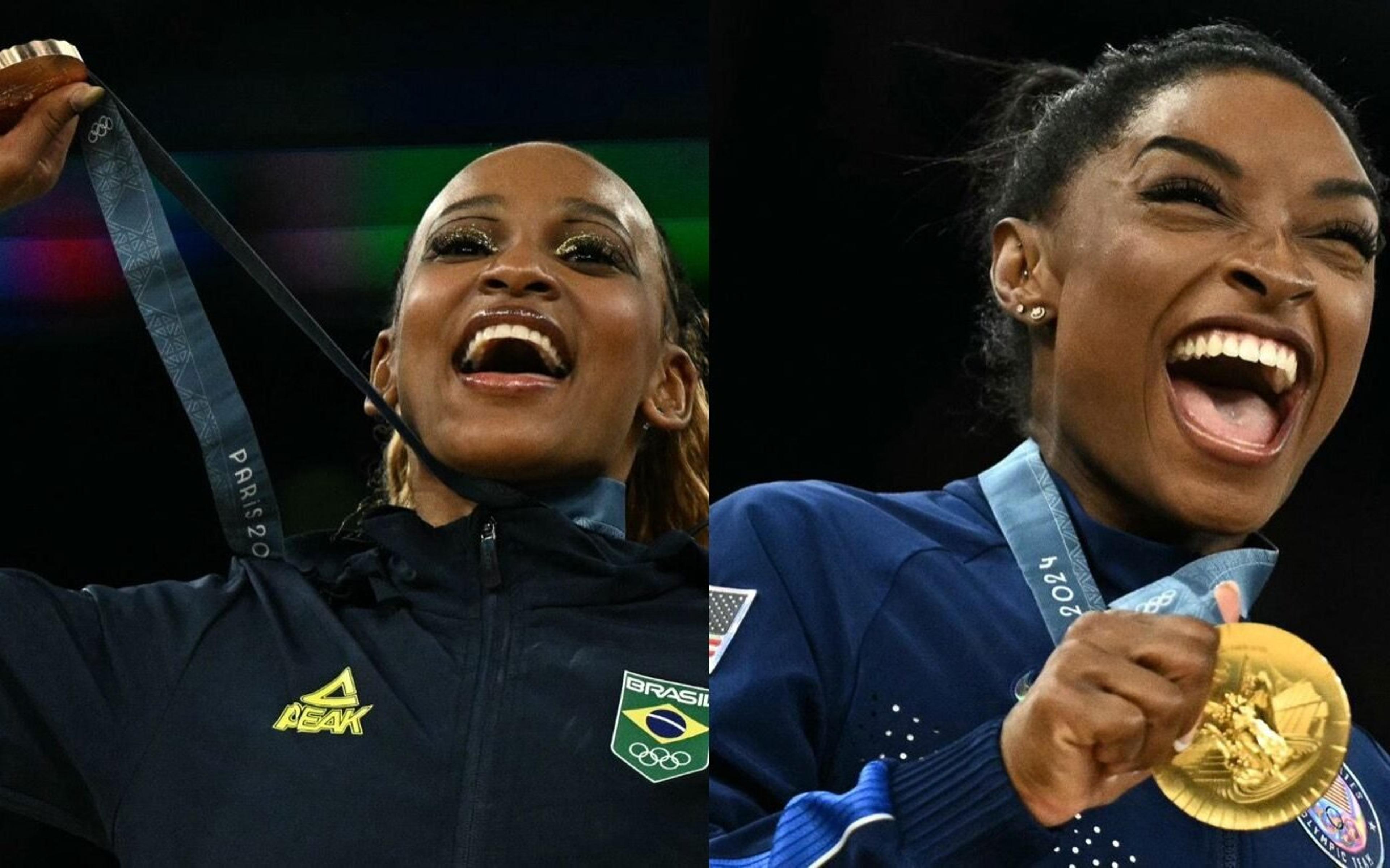 Rebeca Andrade e Simone Biles têm notas parecidas e acirram disputa individual nas Olimpíadas