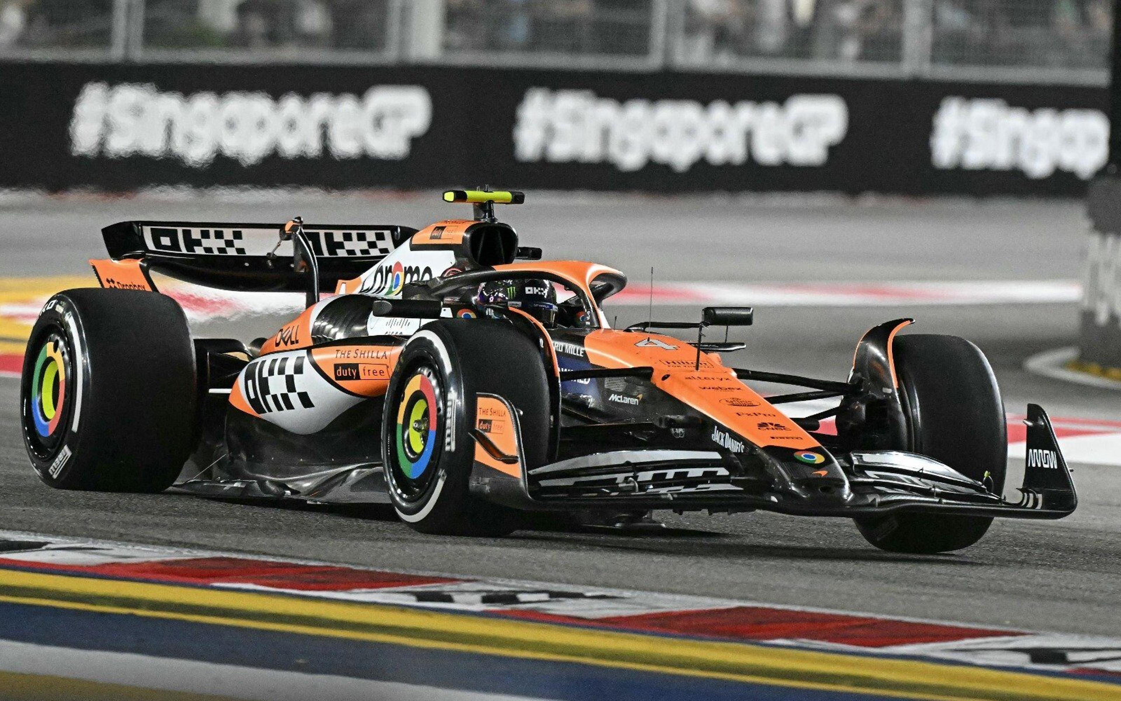 Norris dá troco em Leclerc e lidera treino livre 2 do GP de Singapura da F1; Verstappen é 15º