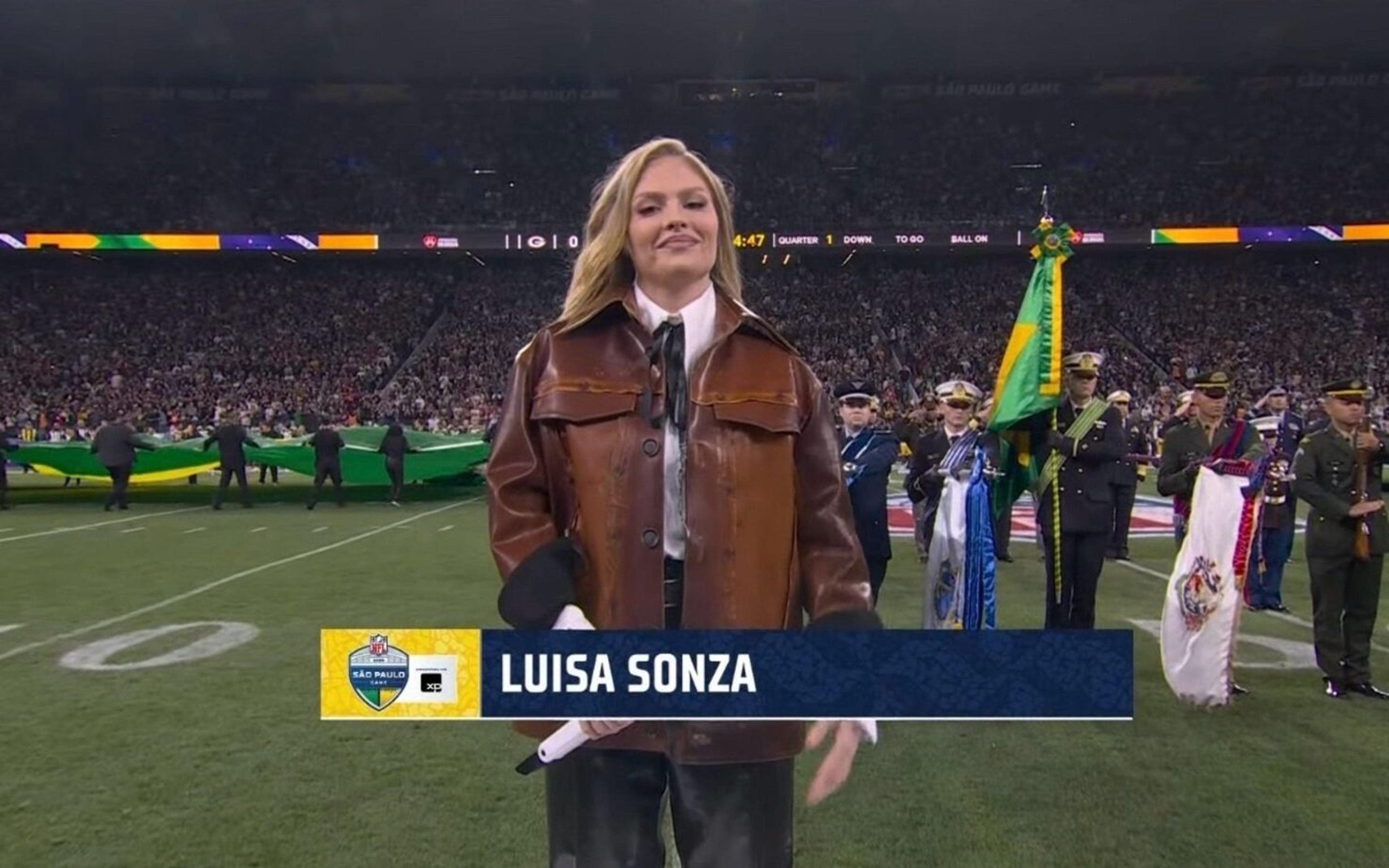 NFL: desempenho de Luísa Sonza no Hino Nacional antes de Eagles x Packers viraliza