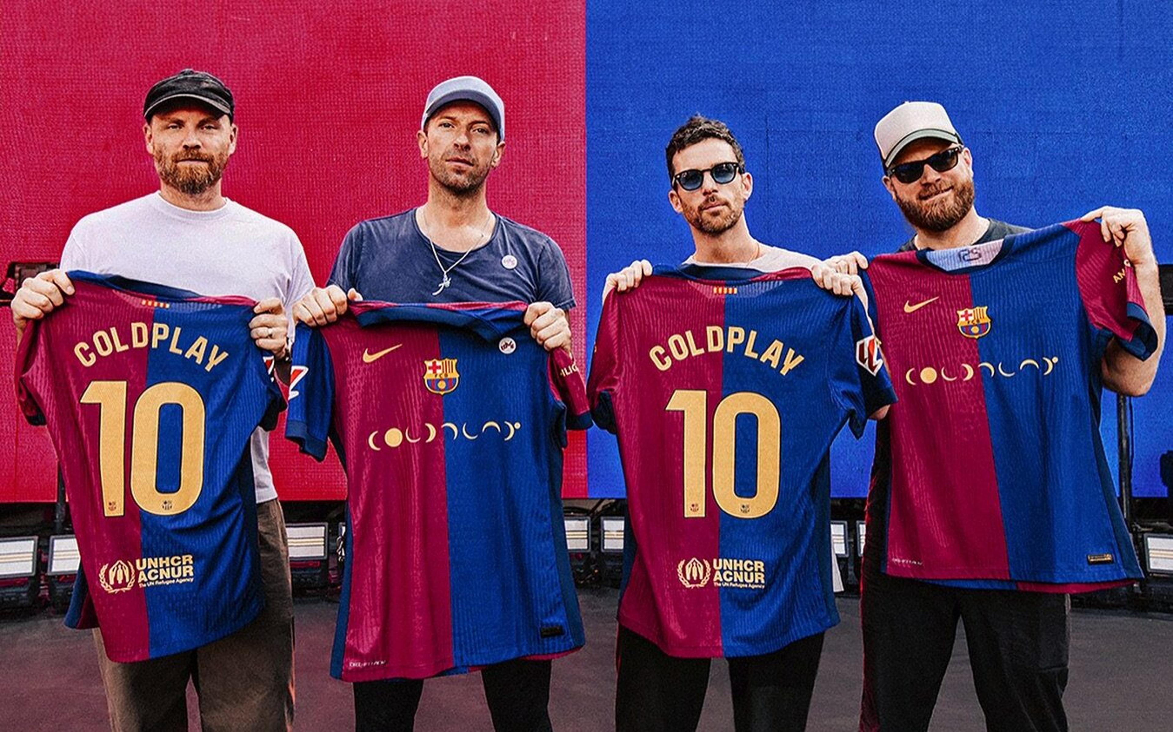 Barcelona divulga camisa com nova estampa do Coldplay; veja fotos