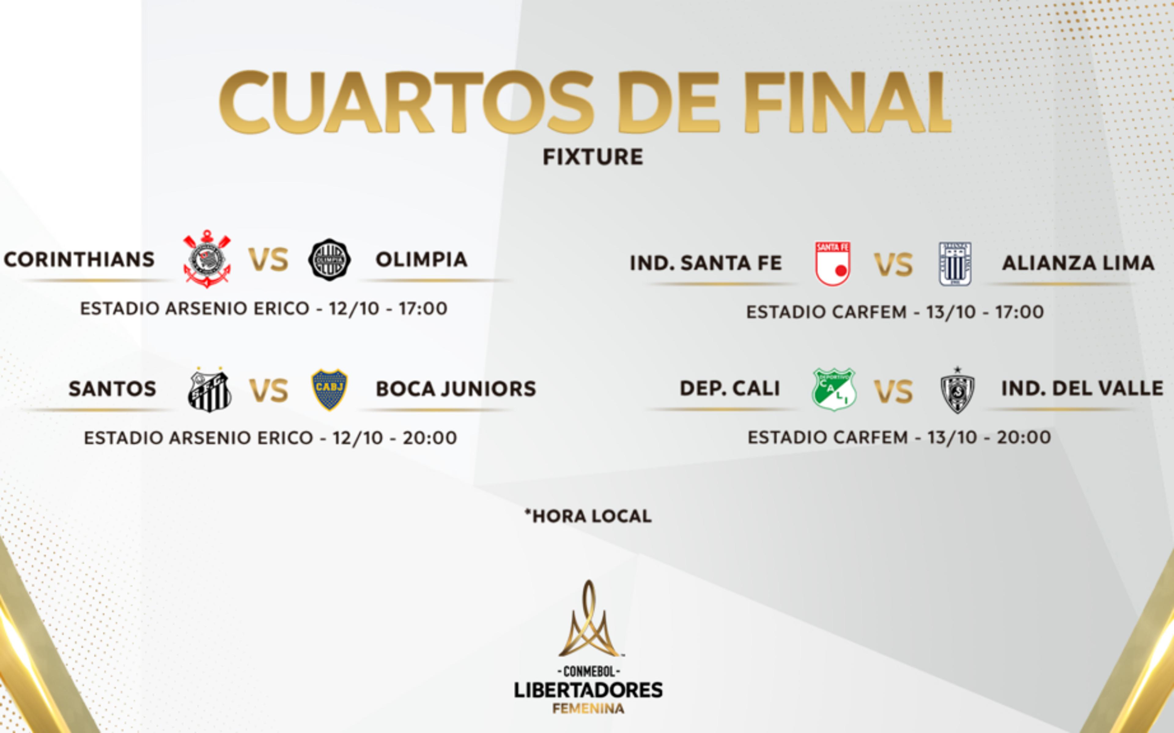 Libertadores feminina: definidos os confrontos das quartas de final