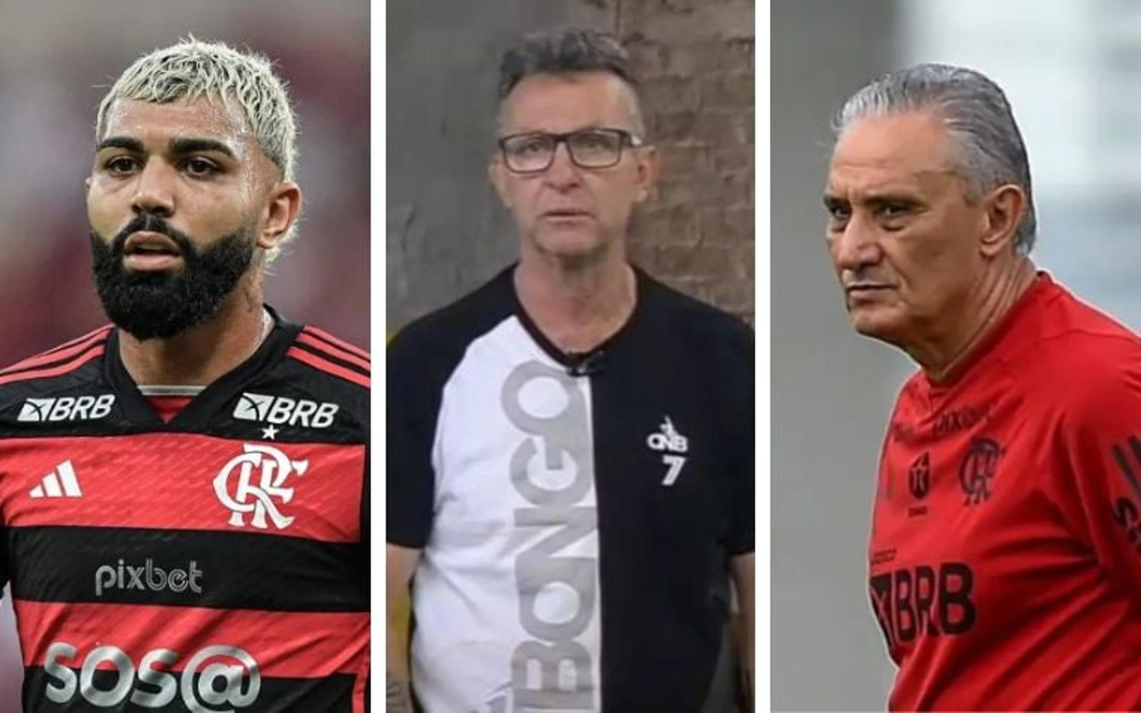 Gabigol dá camisa do Flamengo para Craque Neto, que alfineta Tite; veja