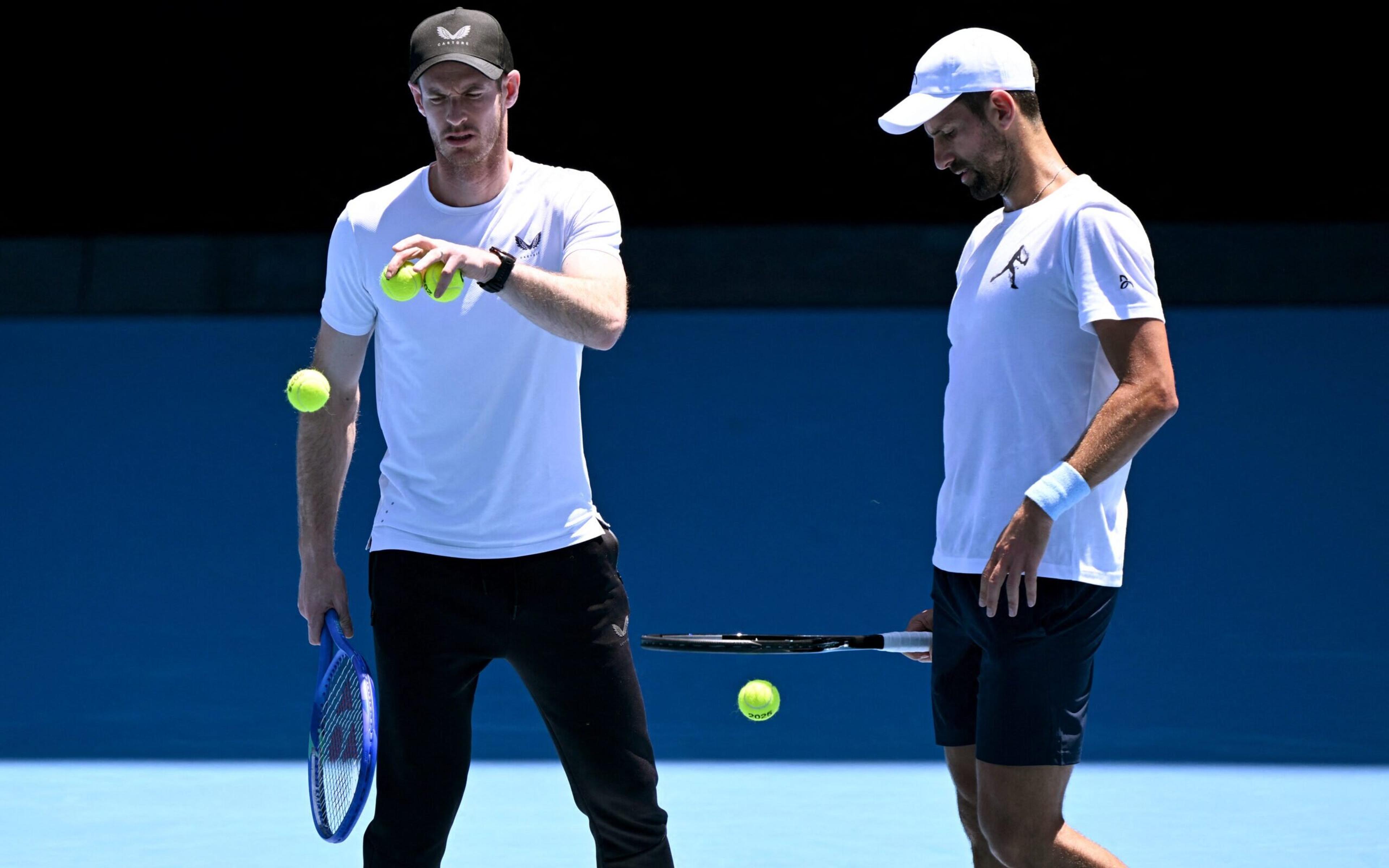 Australian Open: Andy Murray treina Novak Djokovic