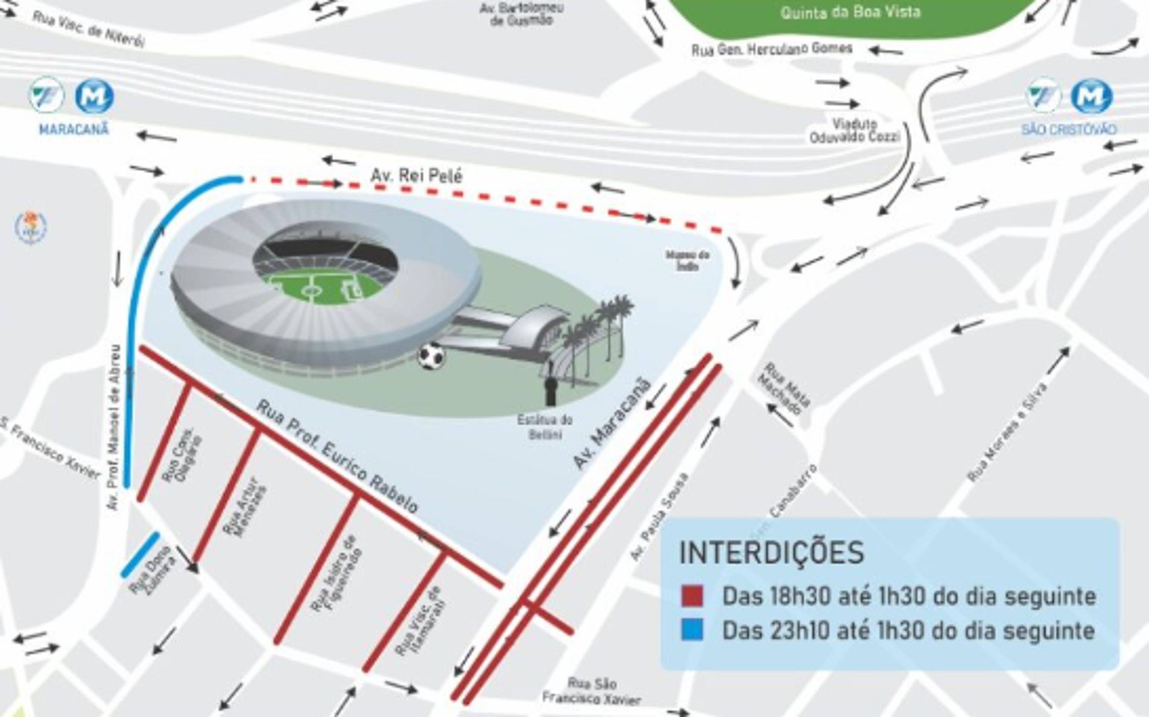 Flamengo x Botafogo no Maracanã: bloqueios de ruas e rotas alternativas