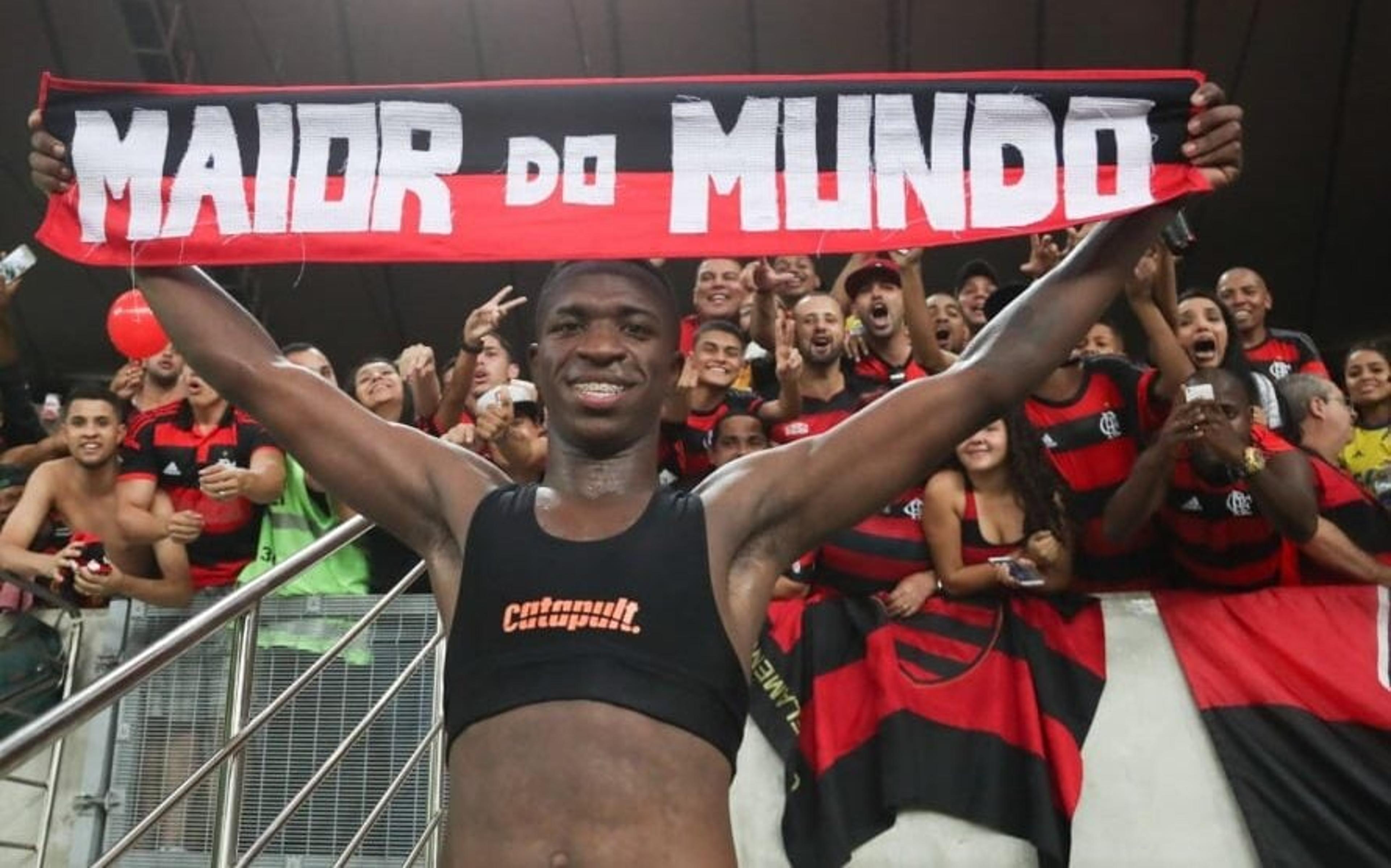 Vini Jr comemora gol de Bruno Henrique pelo Flamengo: ‘Sempre ele’