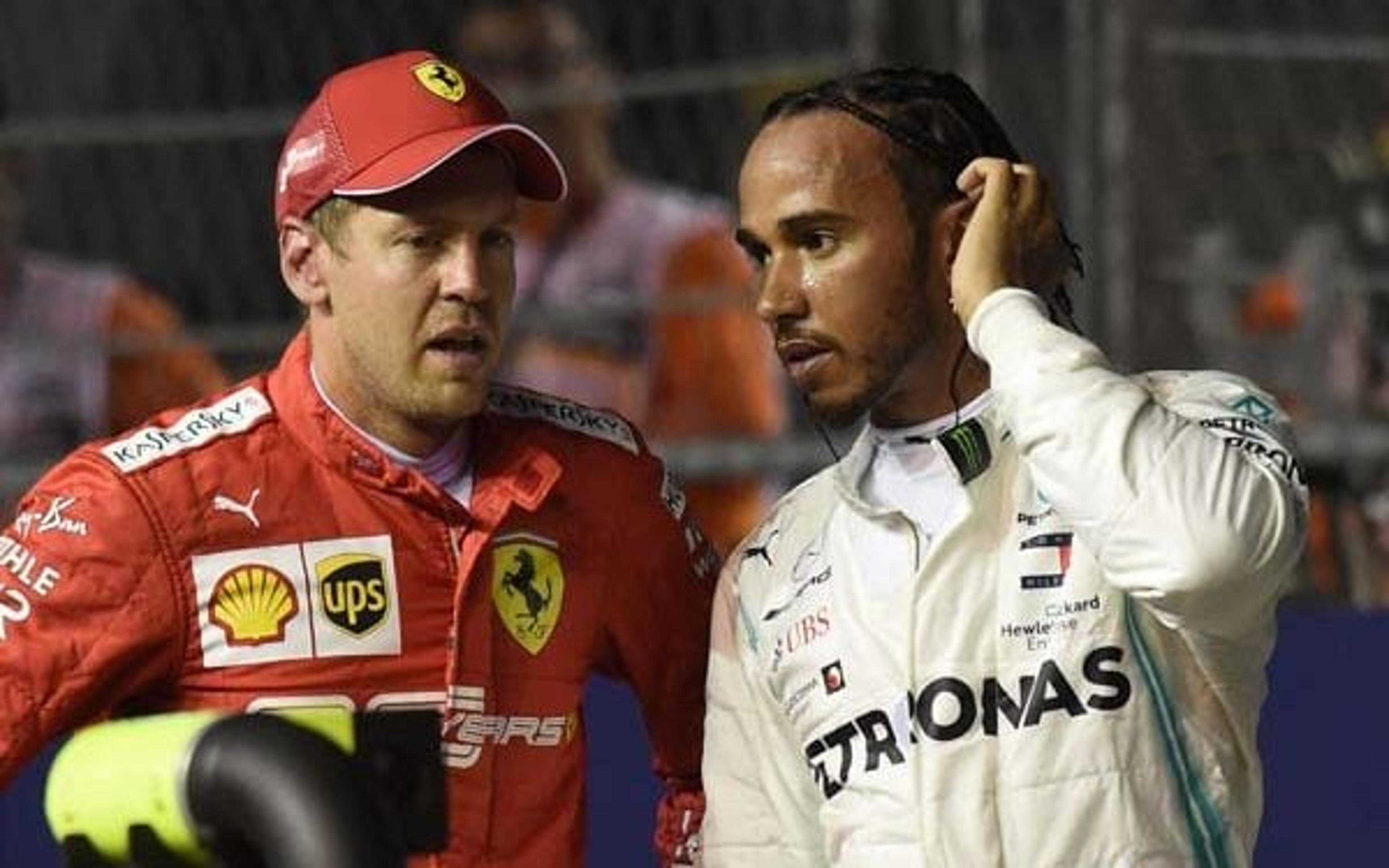 Vettel alerta Hamilton sobre postura da Ferrari com Leclerc: ‘Não vão abandoná-lo’