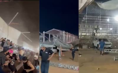 VÍDEO: ventania derruba estrutura da Stock Car em Cuiabá