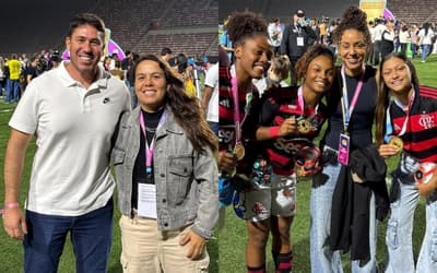 Camilla Orlando e Rilany Silva, da Seleção Brasileira, assistem final da Copinha no Pacaembu