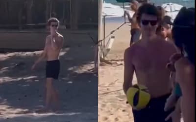 Em passagem pelo Brasil, cantor Shawn Mendes joga vôlei de praia