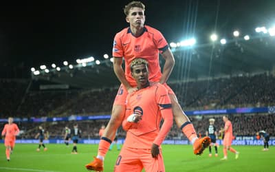 Yamal e Fermín comemorando o gol do Barcelona