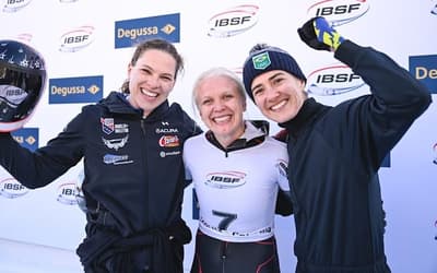 Brasileira leva bronze e sobe ao pódio com esposa na Copa do Mundo de Skeleton