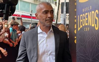 Romário no evento da World Legends Cup 2026, no Rio de Janeiro (Foto: Fernanda Gondim/Lance!)