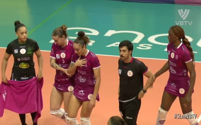 Ponteira do Maringá é levada à ambulância em duelo contra Flamengo na Superliga