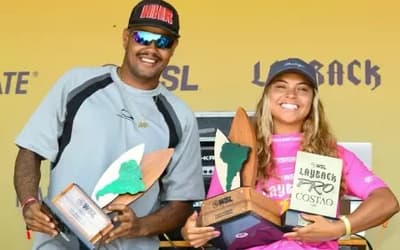 Weslley Dantas e Tainá Hinckel são campeões do Sul-Americano QS da WSL