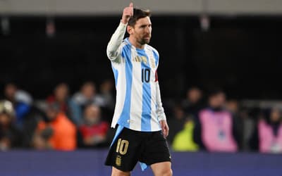 Messi comemora gol contra Venezuela