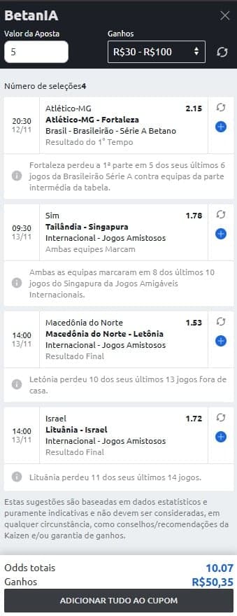 Captura de tela da Betano com o recurso BetanIA