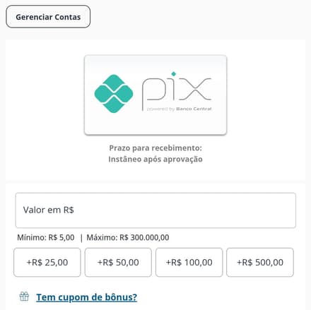 Captura de tela da página de depósito na Sportingbet