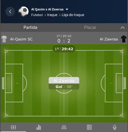 Captura de tela de jogo de futebol ao vivo com o código afiliado Betnacional ativado.