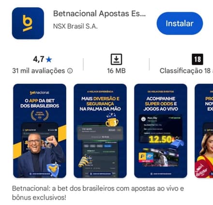Captura de tela do aplicativo da Betnacional
