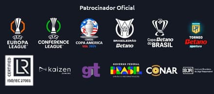 Captura de tela com patrocínios no Brasil e no mundo da Betano.