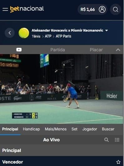 Captura de tela mostra o streaming ao vivo com o código Betnacional usado no cadastro.