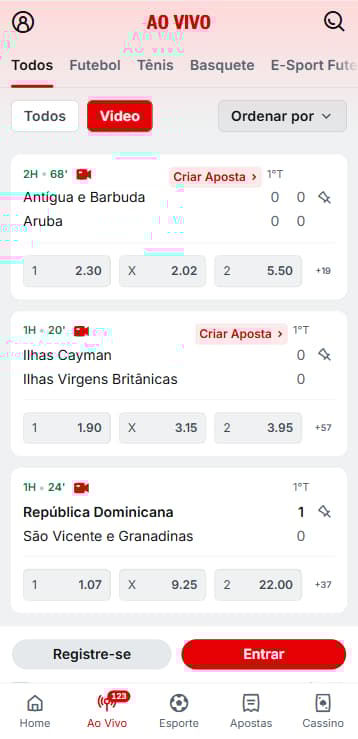Esportes ao vivo na Superbet com destaque para partidas de futebol