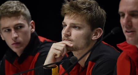 David Goffin na coletiva da final da Copa Davis. Crédito: Paul Zimmer