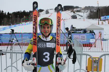 Michel Macedo busca um bom resultado no Slalom Gigante nos Jogos de Inverno da Juventude (Foto: Christian Dawes/COB)