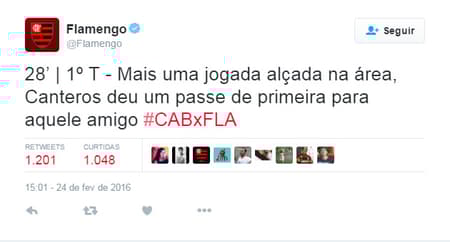 HOME - Twitter do Flamengo ironiza Canteros em jogo contra Cabofriense (Foto: Reprodução)