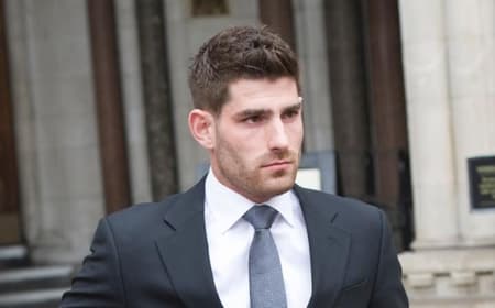 Ched Evans durante o processo de apelação da sentença de estupro, neste ano