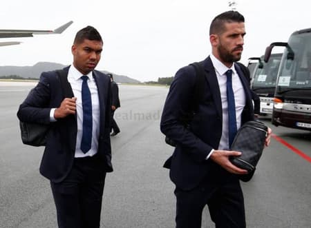 Imagens da chegada do Real Madrid em Trondheim