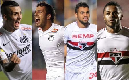 MONTAGEM Alisson (Santos), Serginho (Santos), Lucão (São Paulo) e Michel Bastos (São Paulo)