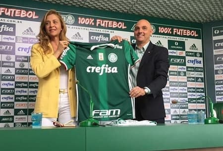 Leila Pereira e Maurício Galiotte no anúncio da renovação