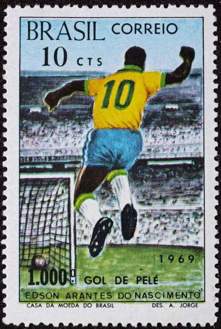 Maior jogador de futebol de todos o tempos, Pelé recebeu um selo comemorativo antes do Mundial de 1970, quando Brasil consagraria-se tricampeão mundial&nbsp;