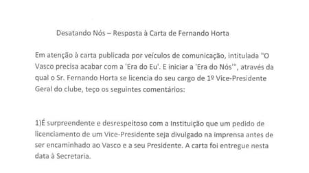 Carta de Eurico Miranda