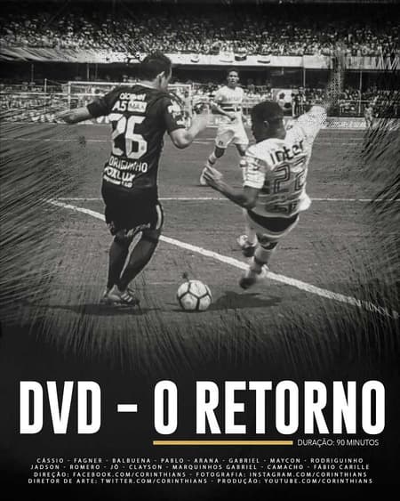 Pelas redes sociais, Corinthians publicou 'capa' de um DVD com nome dos jogadores e foto do drible de Rodriguinho em Júnior Tavares. 'DVD - Retorno' ironiza dossiê Tricolor e relembra provocações ao Internacional