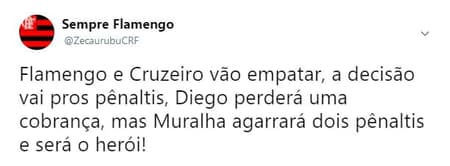 Prints de internautas que acreditavam na volta por cima de Muralha na final contra o Cruzeiro