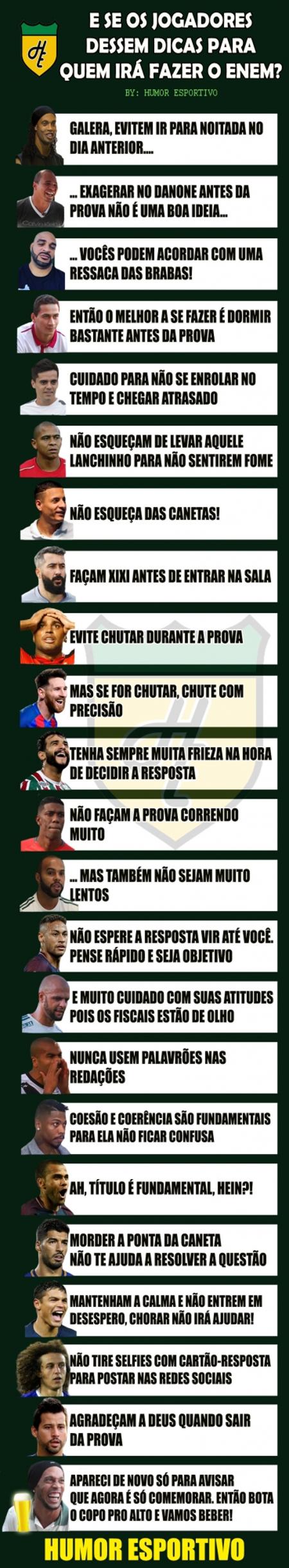 Jogadores dando dicas para o Enem