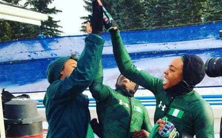 Equipe feminina da Nigéria do bobslead comemoram vaga em PyeongChang-2018