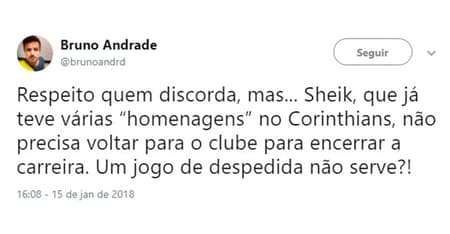 Retorno de Sheik ao Corinthians dividiu a torcida nas redes sociais