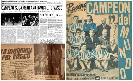 Recortes históricos de Vasco e Racing