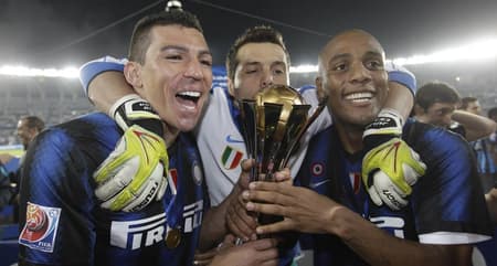 Lucio, Mourinho e Julio Cesar